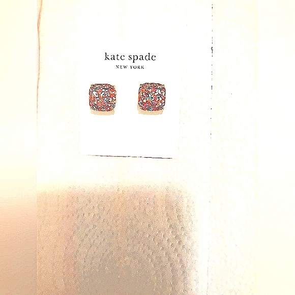 Kate Spade New York Glitter Square Stud Earrings Multicolor NEW with Dust Bag - Picture 7 of 11